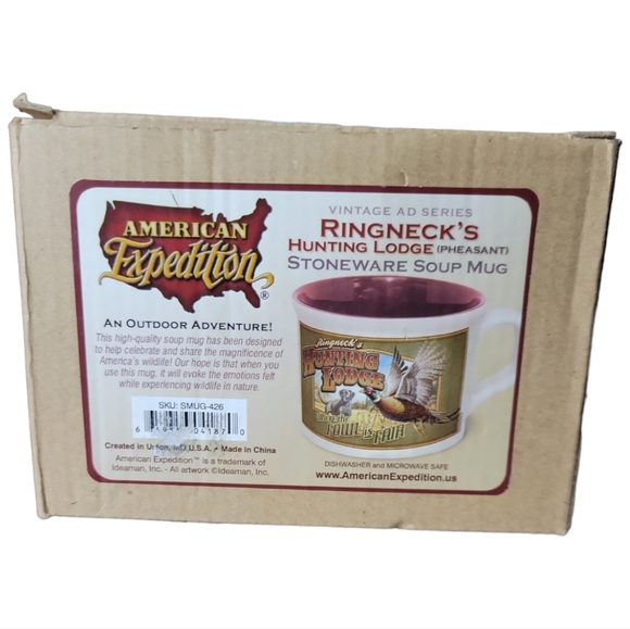 Vtg Ad Series Ringneck's Hunting Lodge Pheasant Stonewear Soup Mug - Picture 2 of 5